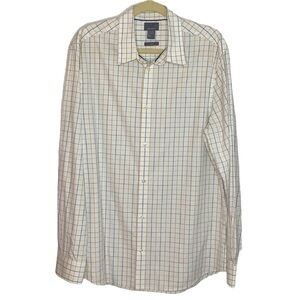 H&M White Plaid Button Down Shirt size M